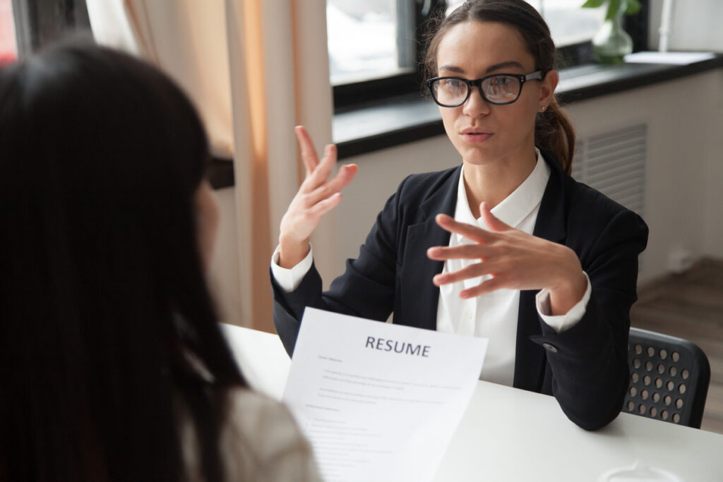 Candidate working with a recruiter to find a job