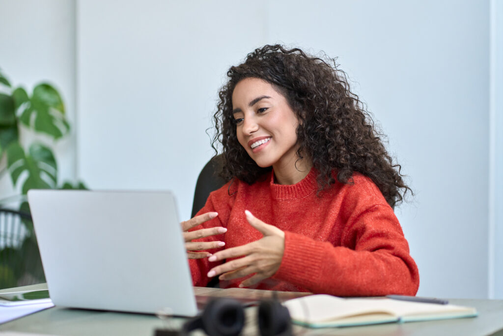 woman in a virtual interview